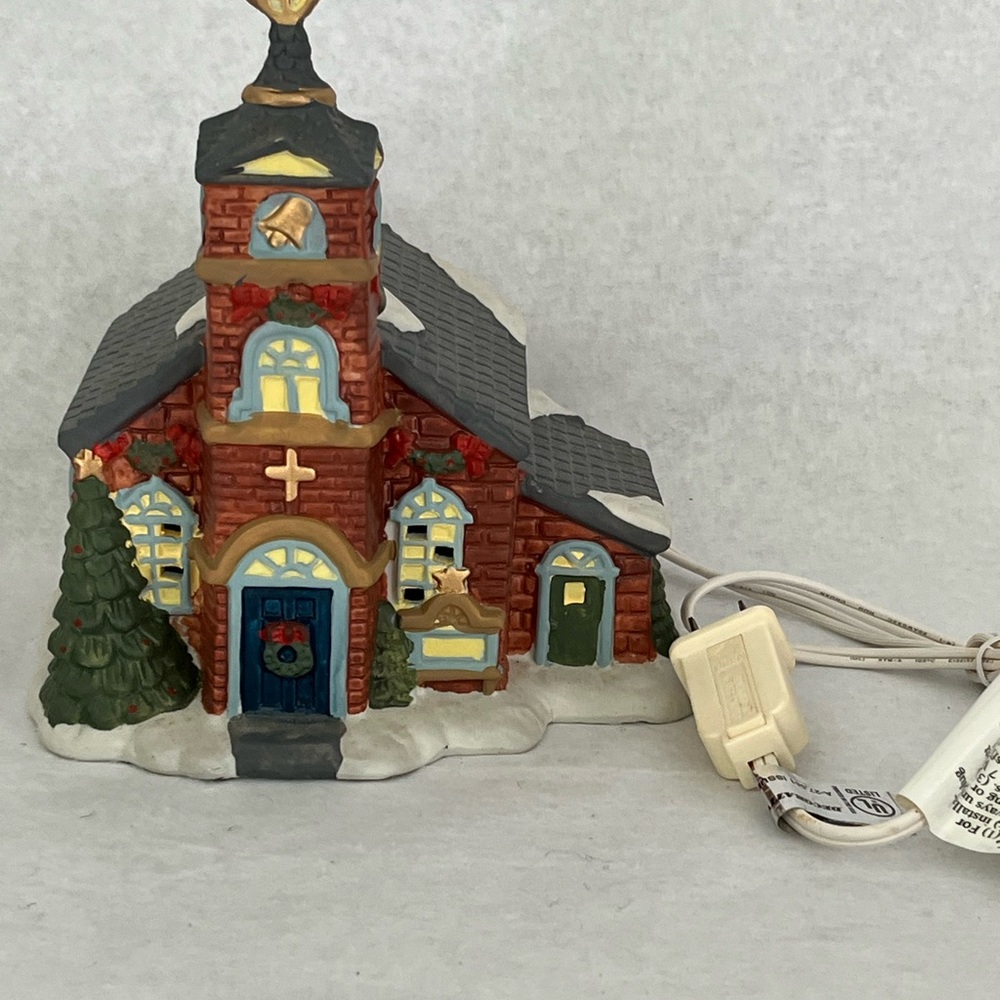 Ceramic Hand Painted Lighted Church Christmas Decor